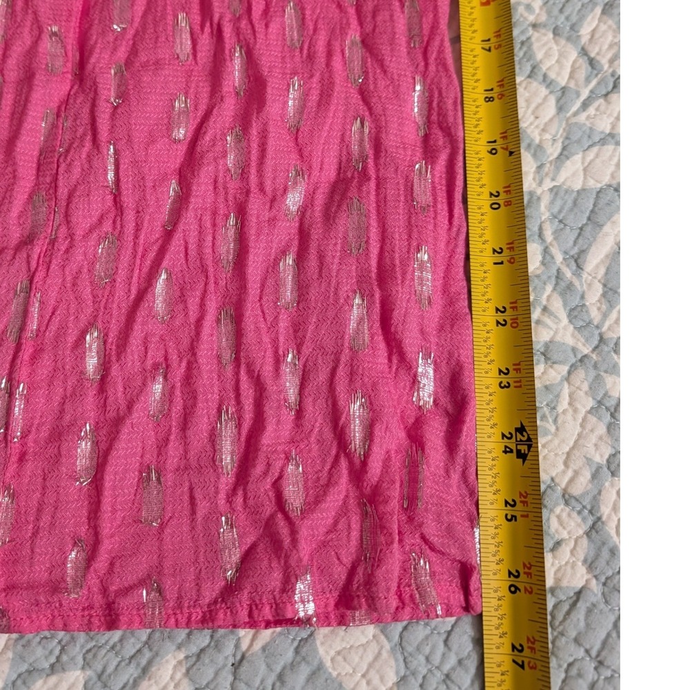 Beach Bunny Pink Metallic Shimmer‎ Wide Leg Tiered Jumpsuit Womens Small Boho - Picture 11 of 11